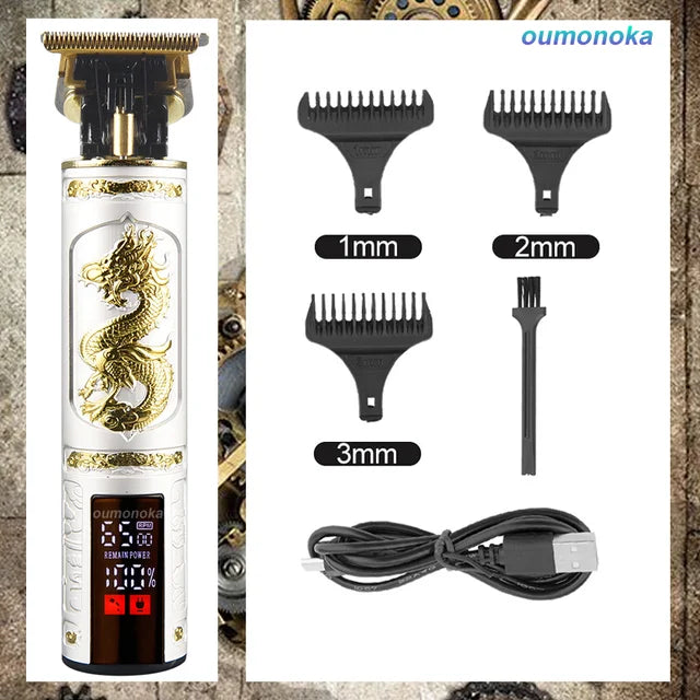 Máquina Profissional Corta Cabelo e Barba - Metal com Visor LCD