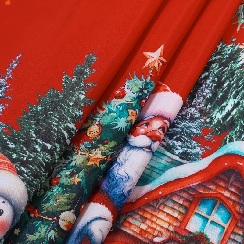 Toalha de Mesa Natalina com Estampa de Papai Noel e Boneco de Neve – Decoração de Mesa para Ceia, Festas e Casa | Natal 2025