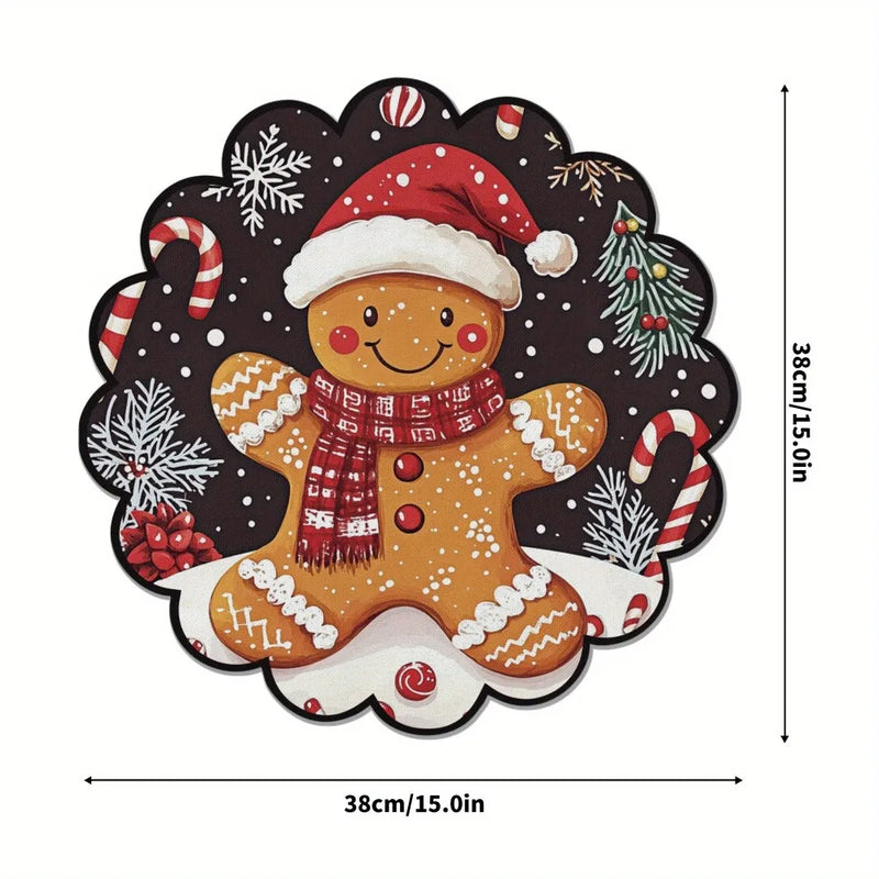Kit 4 Jogos Americanos Redondos Natalinos – Ondas Circulares | Antiderrapante, Resistente ao Calor | Decoração para Mesa de Natal e Festas