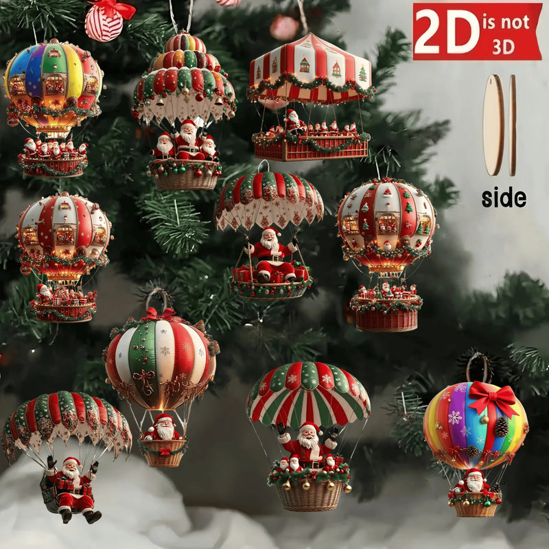 Conjunto com 10 Enfeites Natalinos de Madeira – Balão com Papai Noel.
Peças planas em 2D, perfeitas para decorar sua árvore com um toque rústico e encantador!