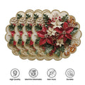 Kit 4 Jogos Americanos Redondos Natalinos – Ondas Circulares | Antiderrapante, Resistente ao Calor | Decoração para Mesa de Natal e Festas
