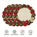 Kit 4 Jogos Americanos Redondos Natalinos – Ondas Circulares | Antiderrapante, Resistente ao Calor | Decoração para Mesa de Natal e Festas