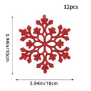 Kit - 12 Flocos de Neve com Glitter 10cm – Enfeites de Natal para Árvore, Festas e Ano Novo