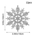 Kit - 12 Flocos de Neve com Glitter 10cm – Enfeites de Natal para Árvore, Festas e Ano Novo