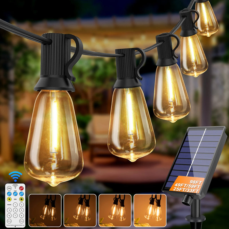 Cordão de Lâmpadas LED G40 – Solar + USB, Resistente à Água e Estiloso