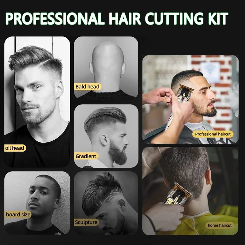 Máquina Profissional Corta Cabelo e Barba - Metal com Visor LCD